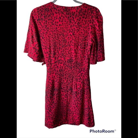 SANCTUARY Girl On Fire Red Faux Wrap Animal Print XS - Picture 3 of 16